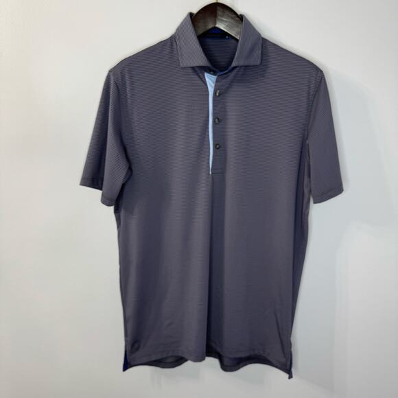 Greyson Polo Shirt Men’s M Golf Performance Purple Striped Stretch - Picture 1 of 8